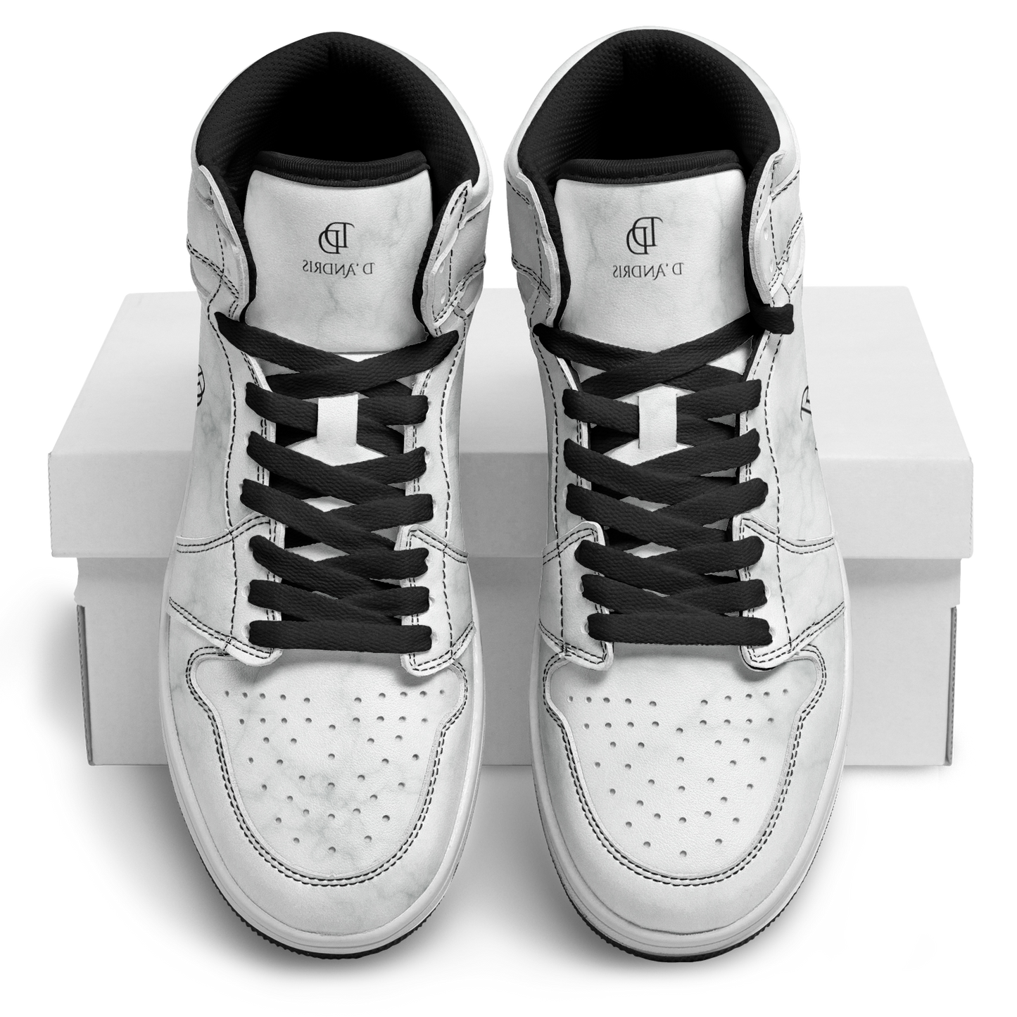 White Marble High Top Shoes