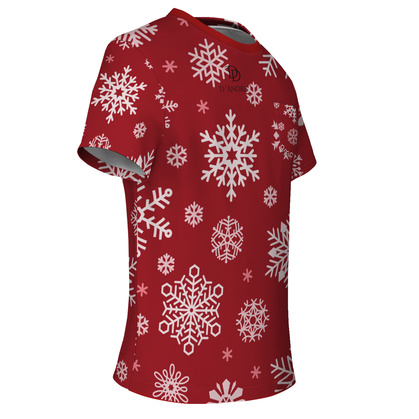 Red Snowfall Christmas Pocket T-shirt