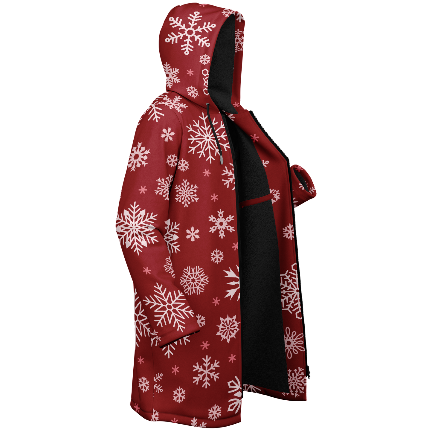 Red Snowfall Christmas Zipper Cloak