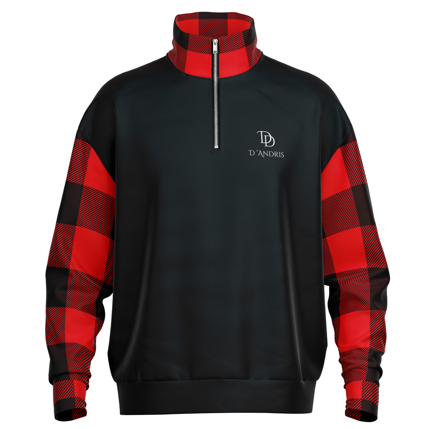 Plaid Heavyweight Over-sized Quarter Zip Sweatshirt