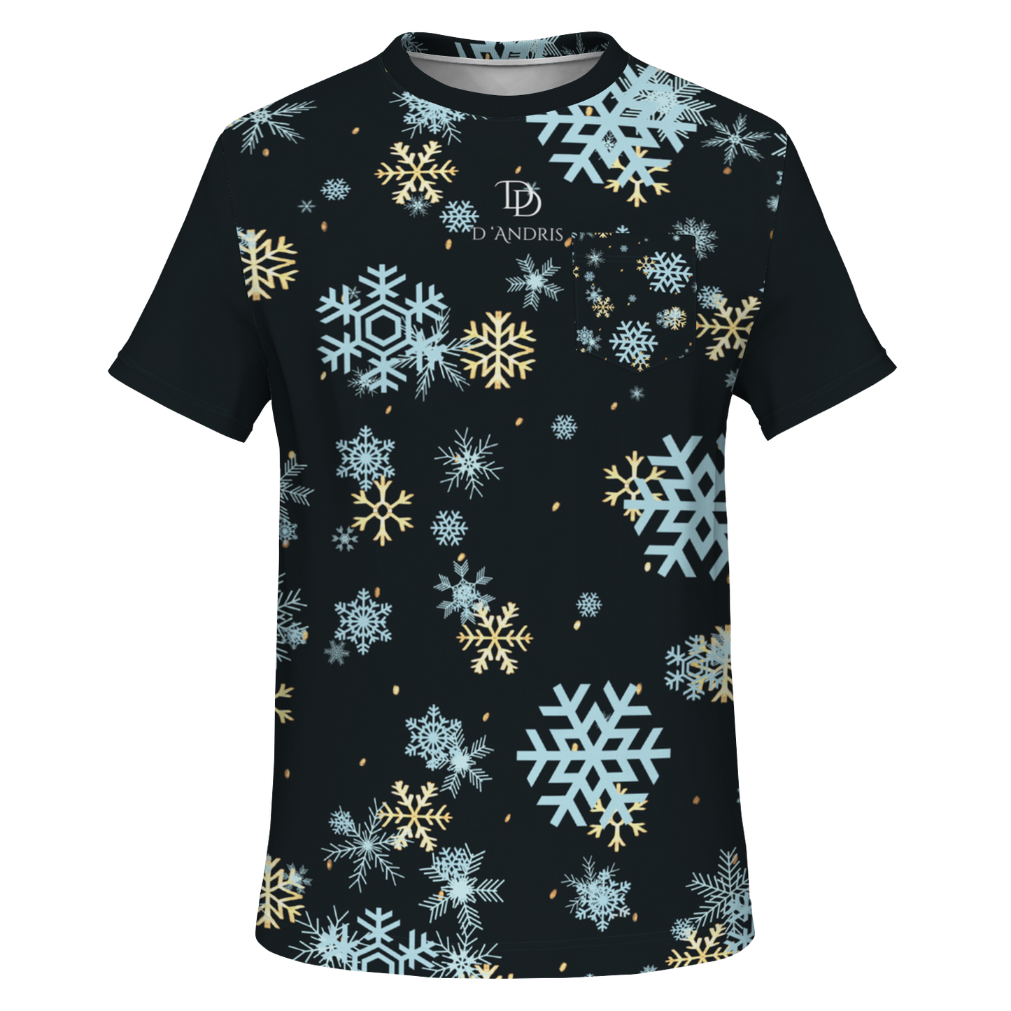 Black Snowfall Christmas Pocket T-shirt