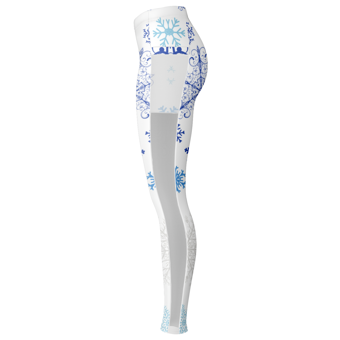 White Snowfall Christmas Mesh Pocket Legging
