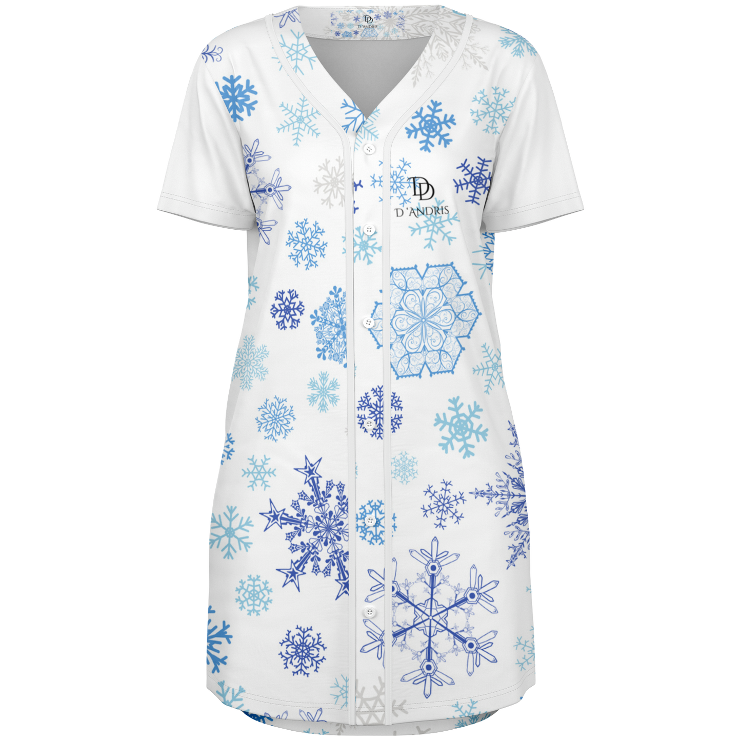 White Snowfall Christmas Baseball Jersey Dress