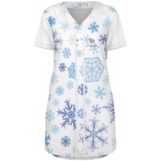 White Snowfall Christmas Baseball Jersey Dress