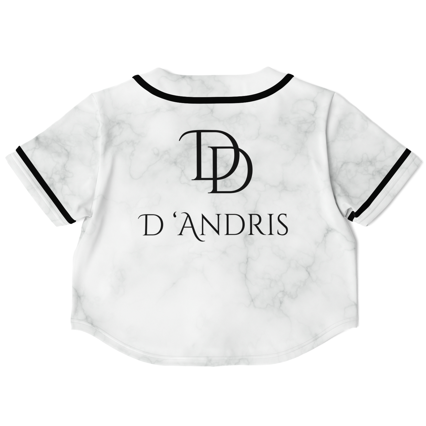 White Marble Cropped Baseball Jersey