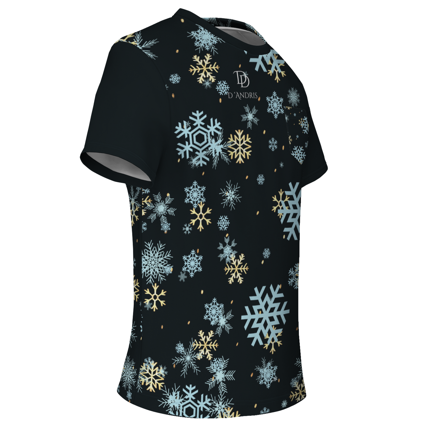 Black Snowfall Christmas Pocket T-shirt