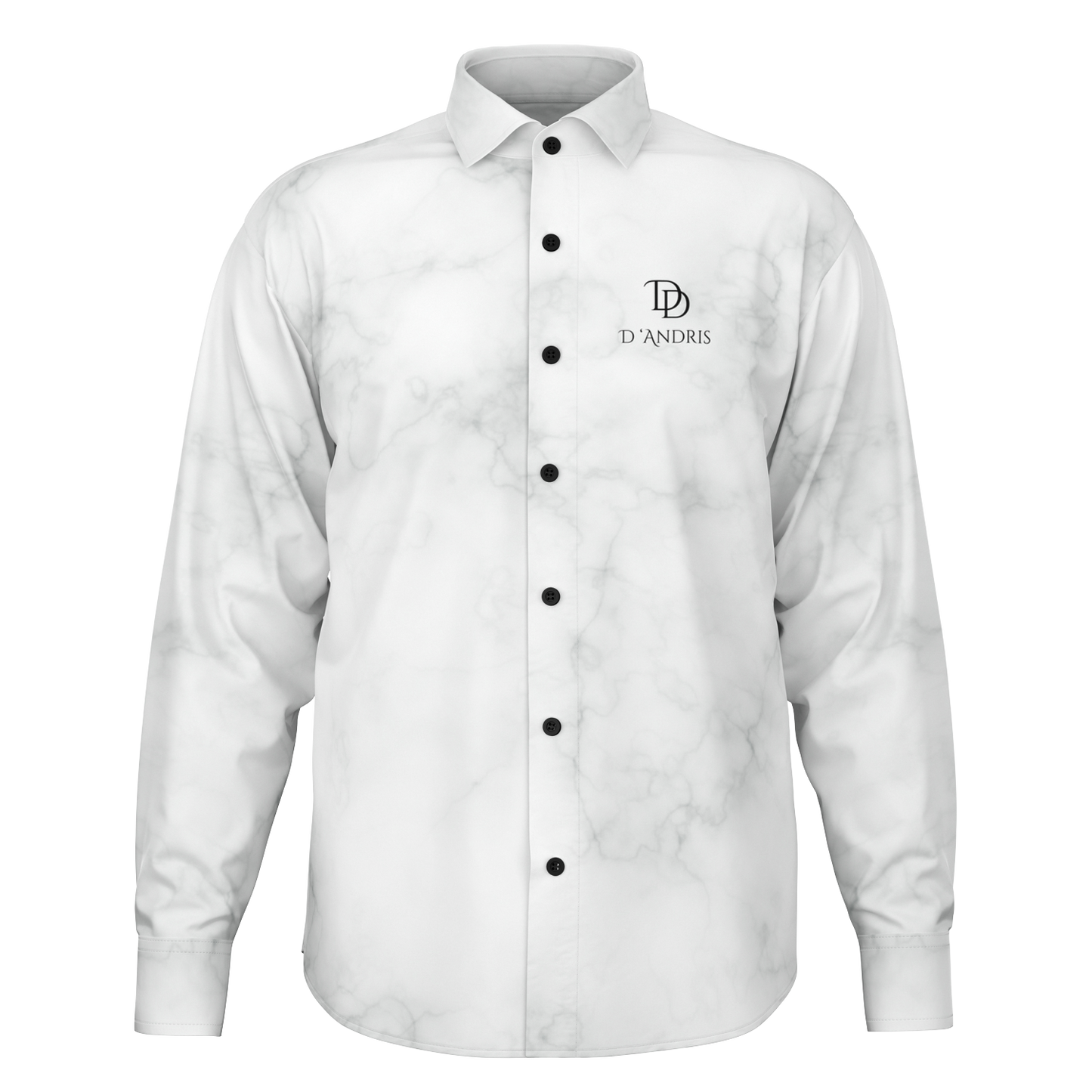 White Marble Long Sleeve Button Down Shirt