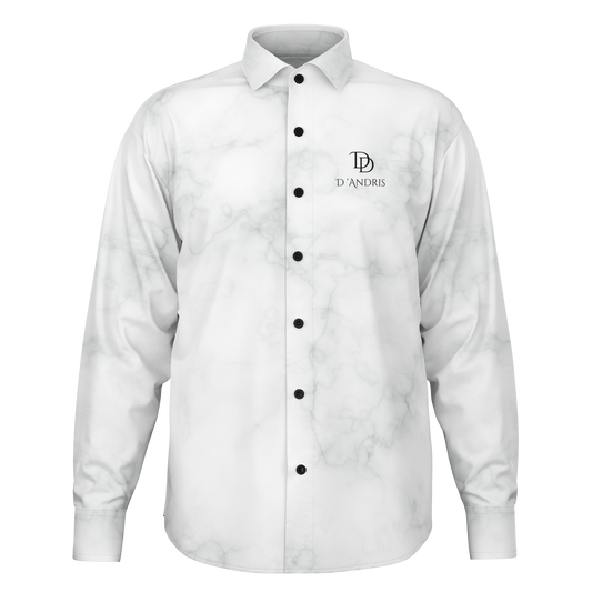 White Marble Long Sleeve Button Down Shirt