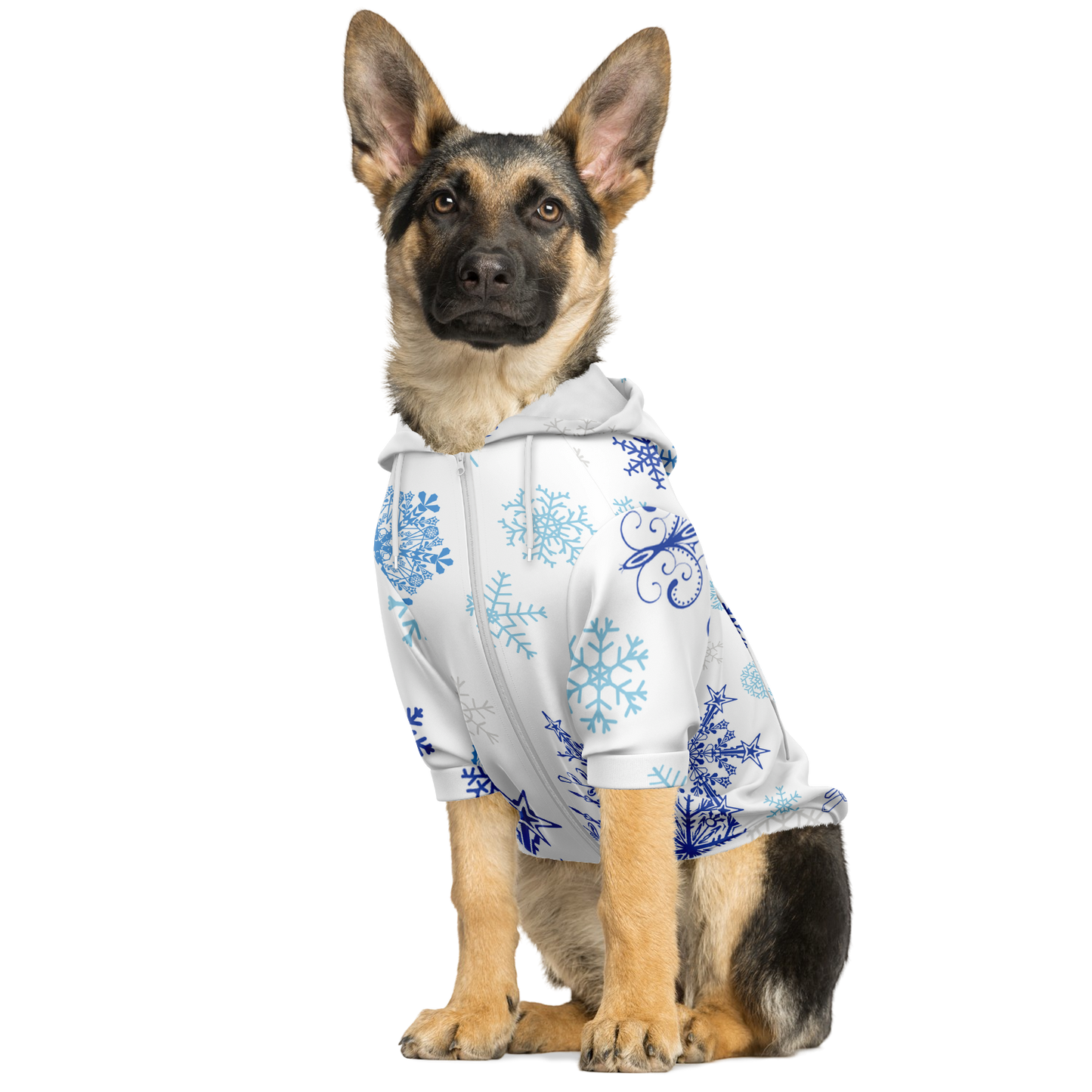 White Snowfall Christmas Dog Zip-Up Hoodie