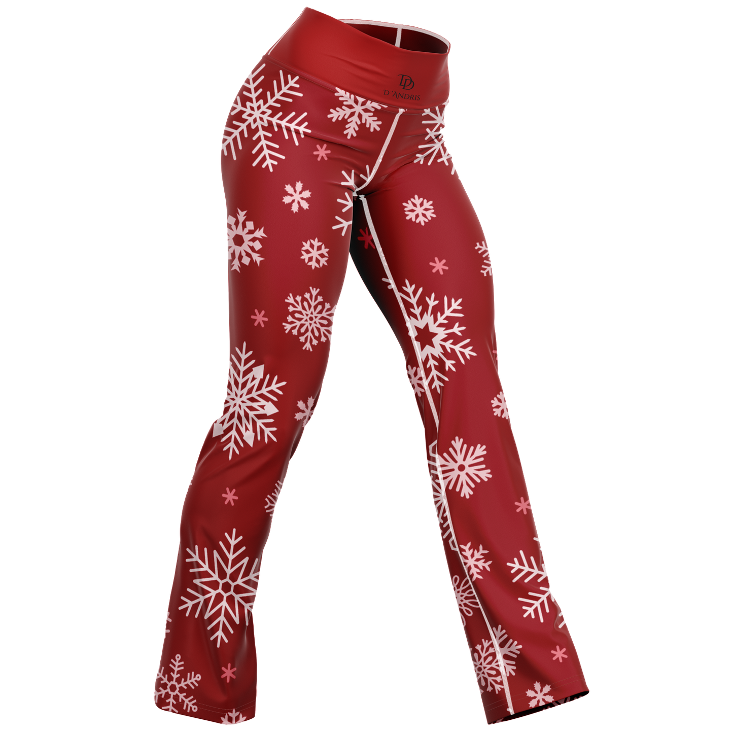 Red Snowfall Christmas Flare Leggings