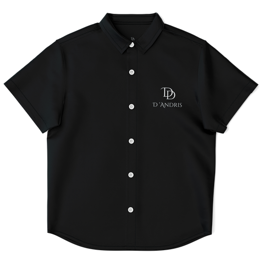 Black Kids/Youth Short Sleeve Button Down Shirt