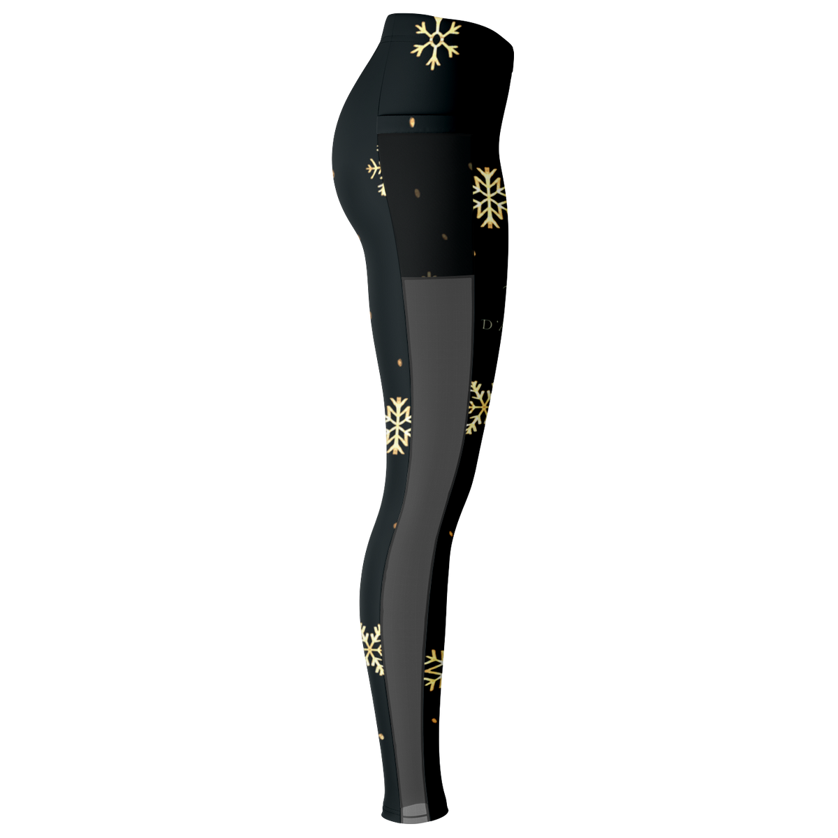 Black & Gold Christmas Mesh Pocket Legging