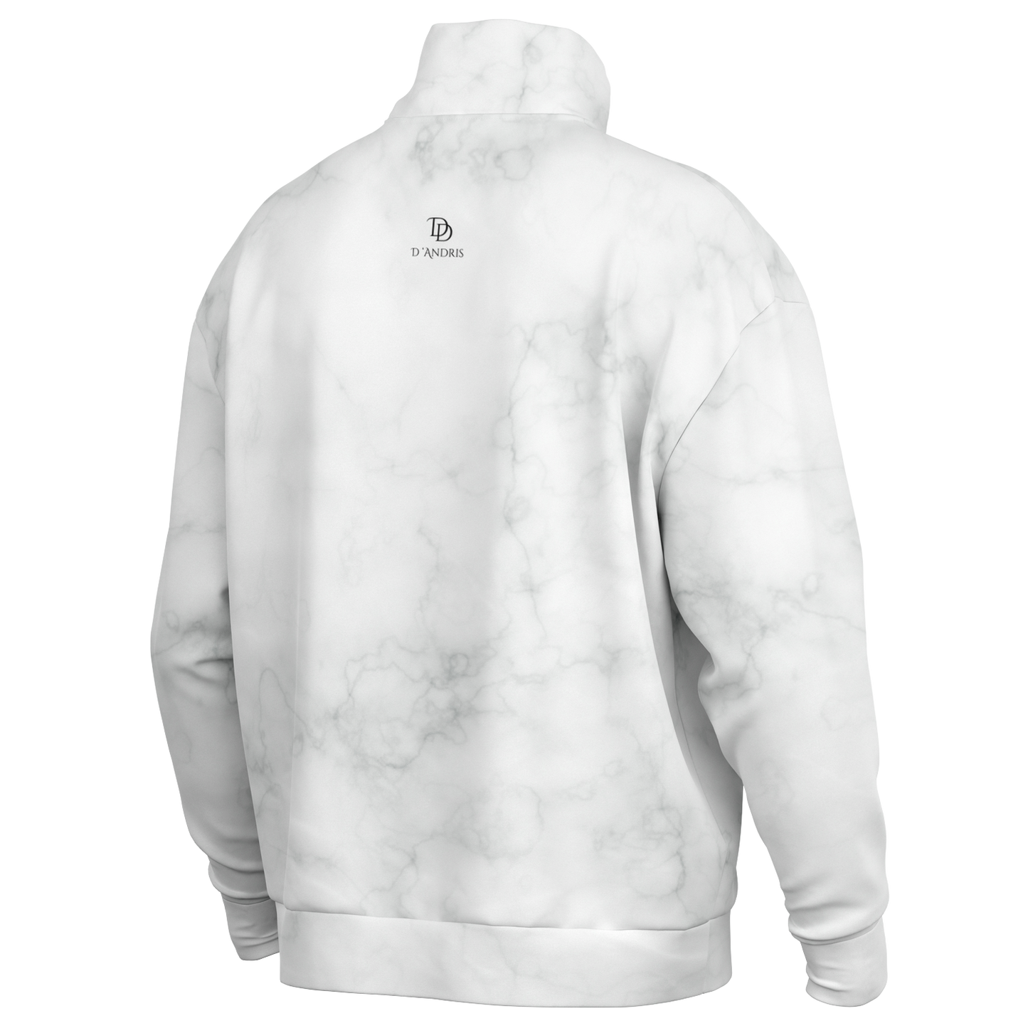 White Marble Heavyweight Over-sized Quarter Zip Sweatshirt